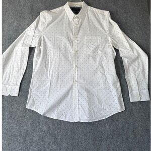 Banana Republic Mens Soft Wash‎ Standard Fit Button Down Shirt Red Dot L